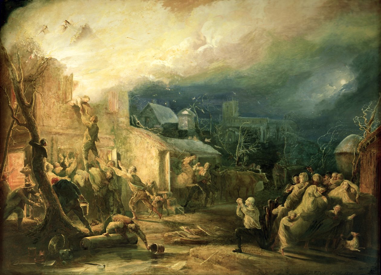 Redningen af John Wesley fra Epworth Rectory Fire, 1840 af Henry Perlee Parker