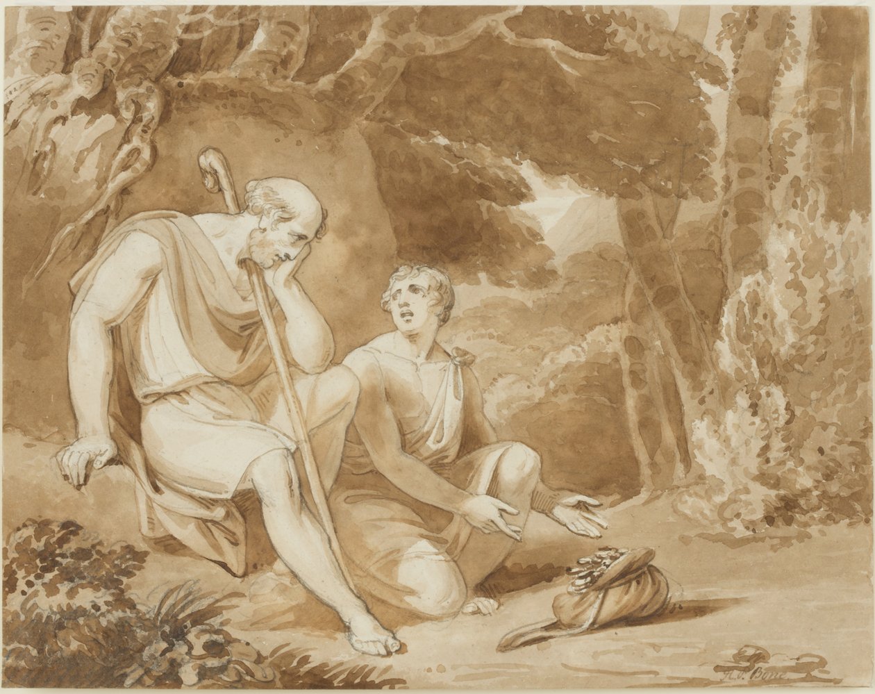 Illustration til "Comus" (blæk og blyant på papir) af Henry Pierce Bone