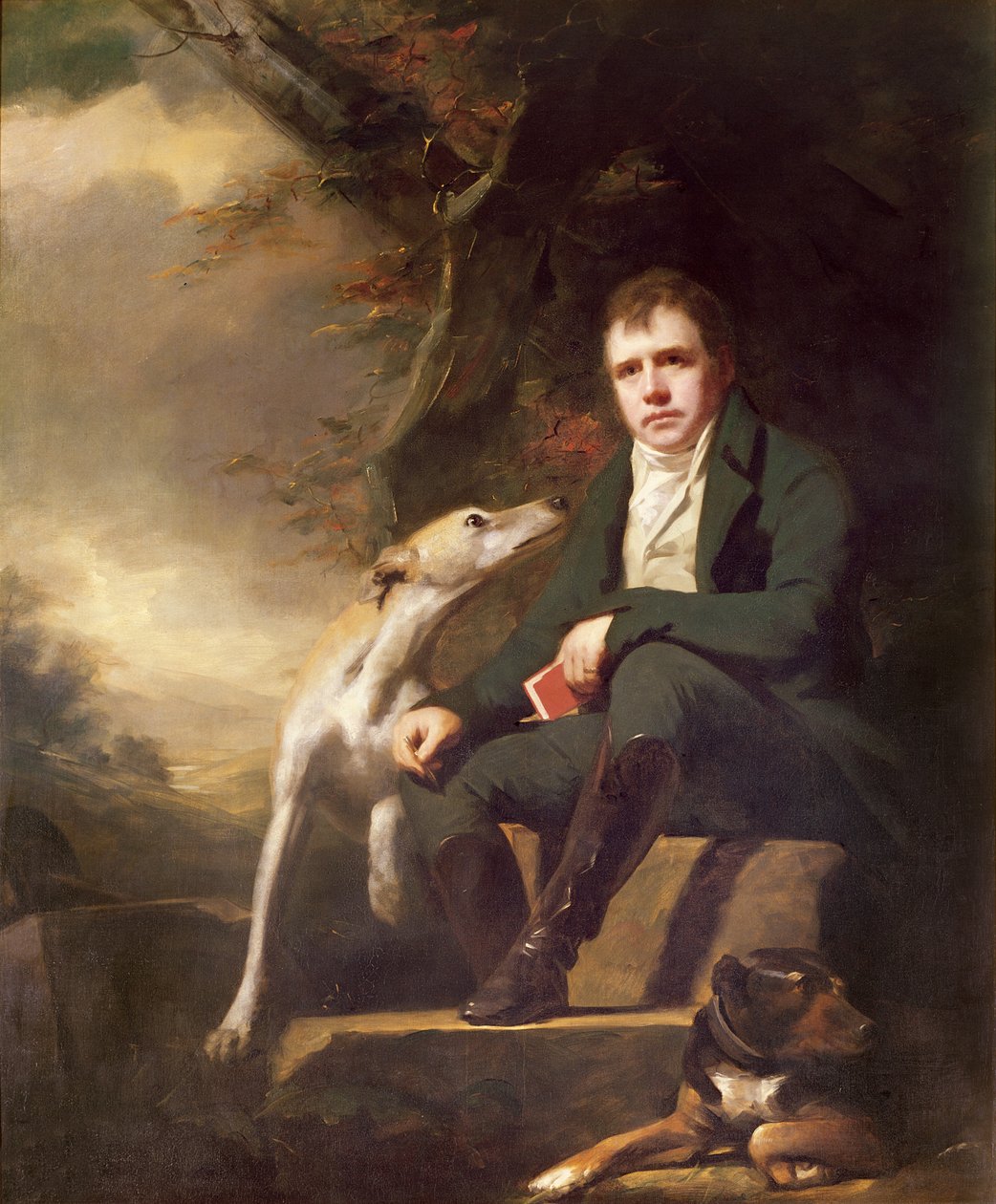 Portræt af Sir Walter Scott og hans hunde af Henry Raeburn