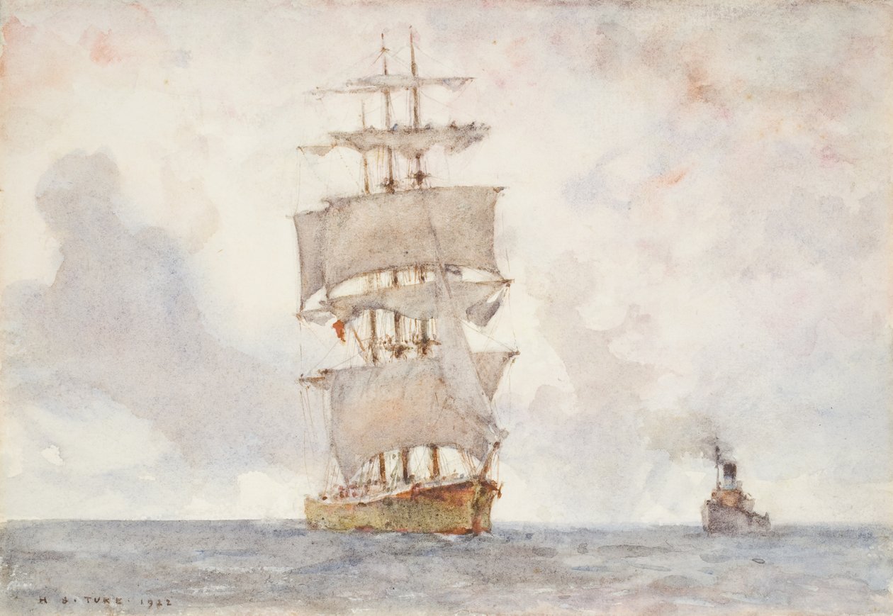 Barque and Tug, 1922 af Henry Scott Tuke