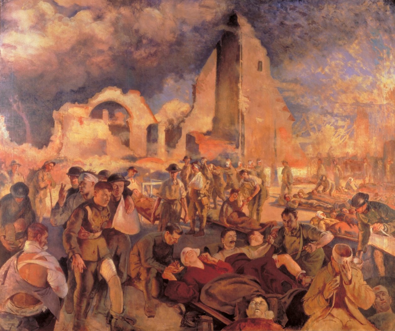 En avanceret påklædningsstation i Frankrig, 1918 af Henry Tonks