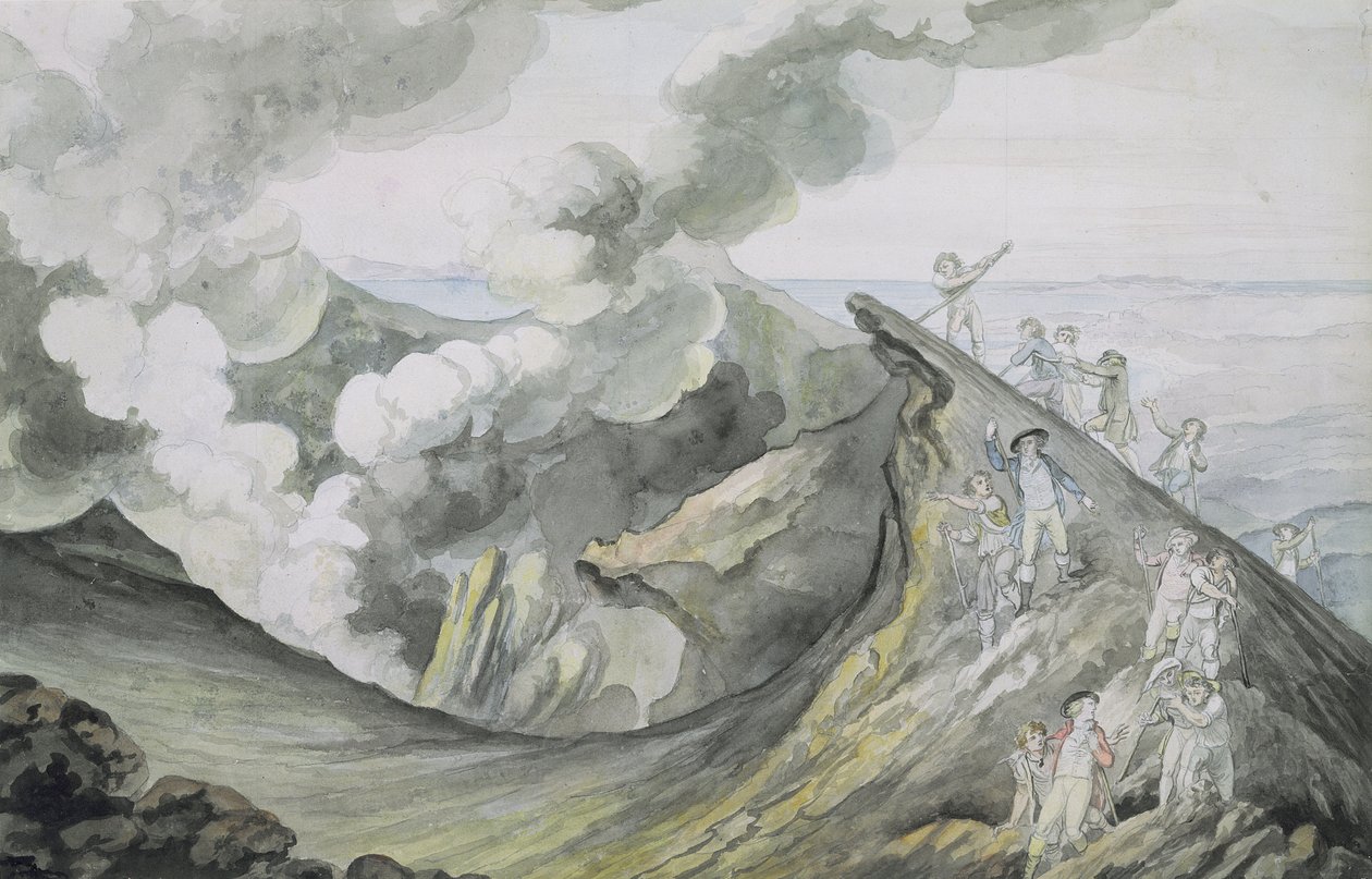 The Ascent of Vesuvius, 1785-91 (wc over grafit på papir) af Henry Tresham