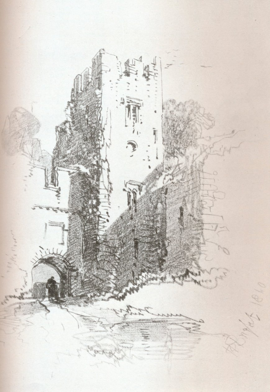 Crookston Castle, nær Paisley, 1840 af Henry Bright