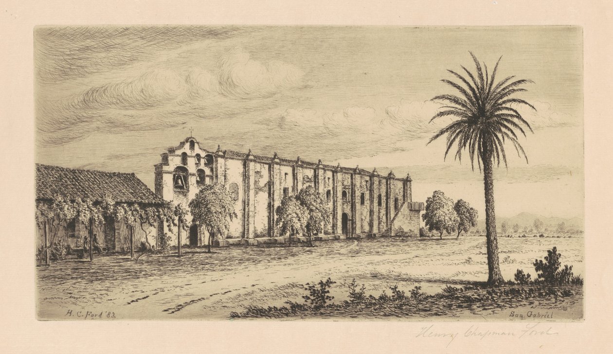 Mission San Gabriel Arcangel, 1883. af Henry Chapman Ford