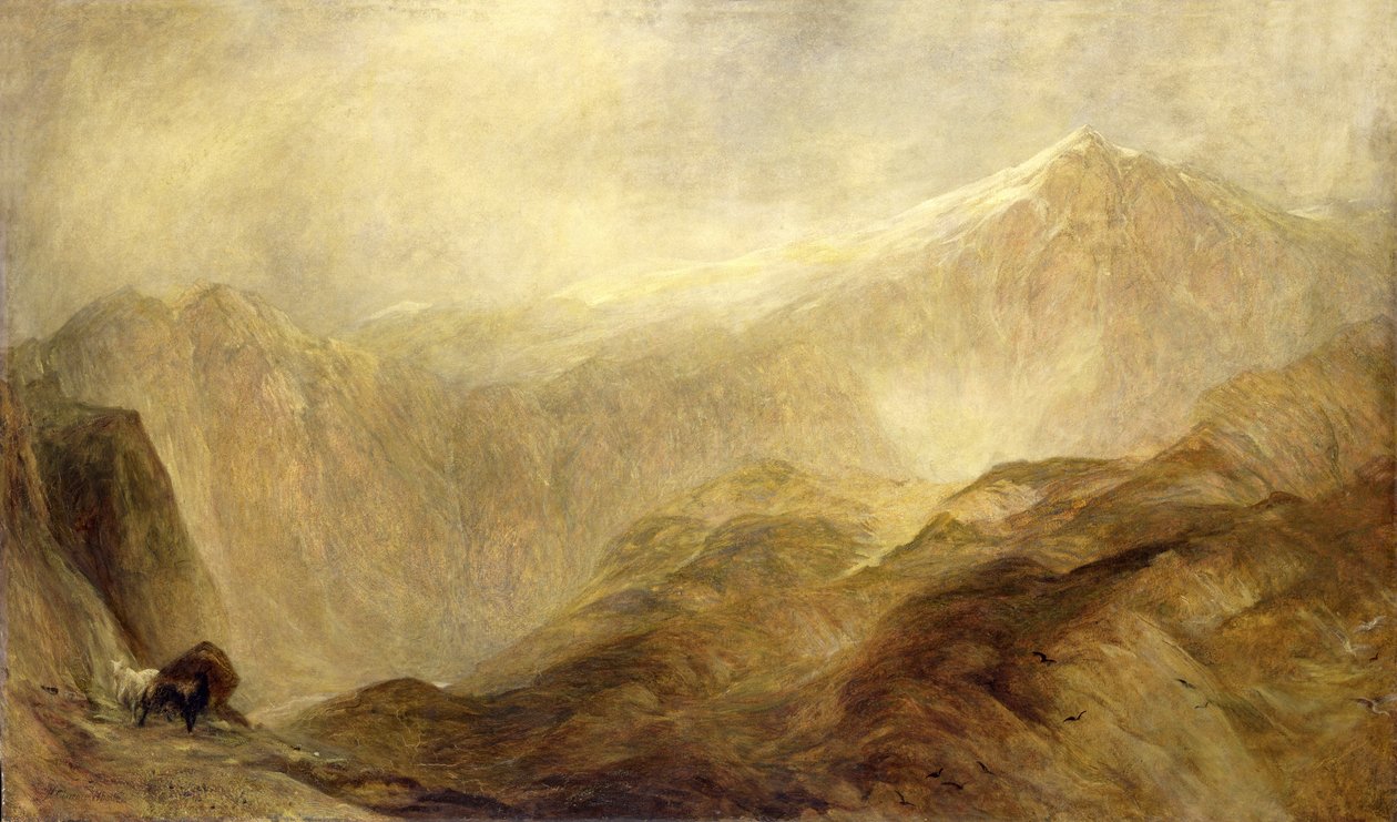 Snowdon (olie på lærred) af Henry Clarence Whaite