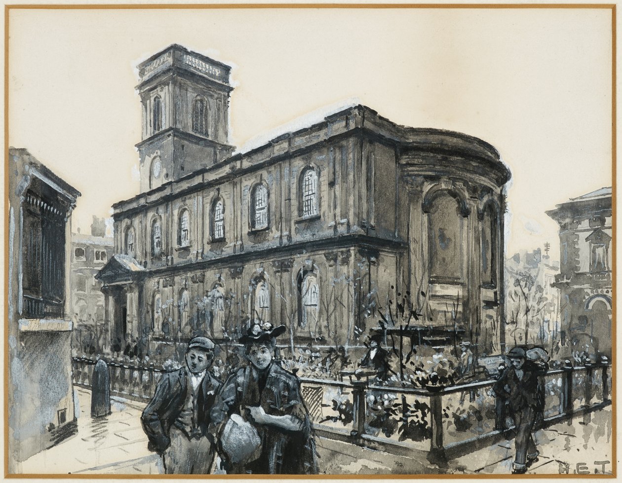 Sankt Anns Kirke fra Strædet af Henry Edward Tidmarsh