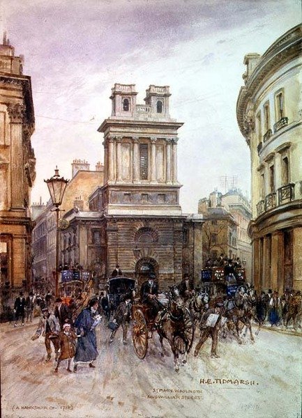St. Mary Woolnoth: King William Street af Henry Edward Tidmarsh