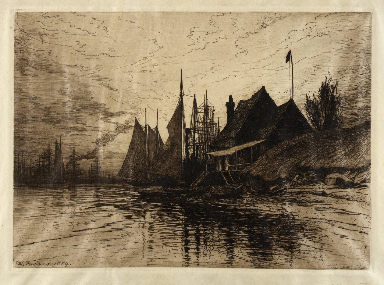 Aften, New Yorks havn af Henry Farrer