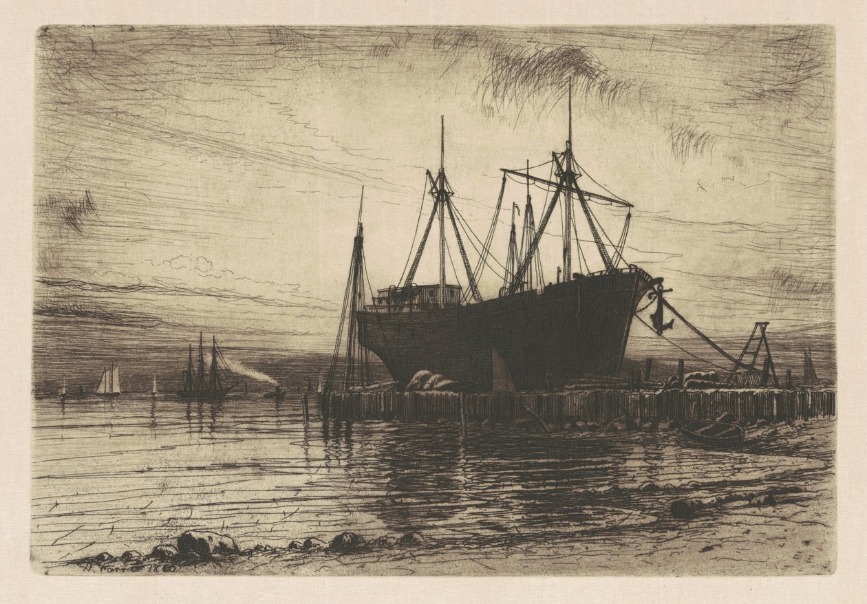 Solnedgang - Gowanus Bay af Henry Farrer