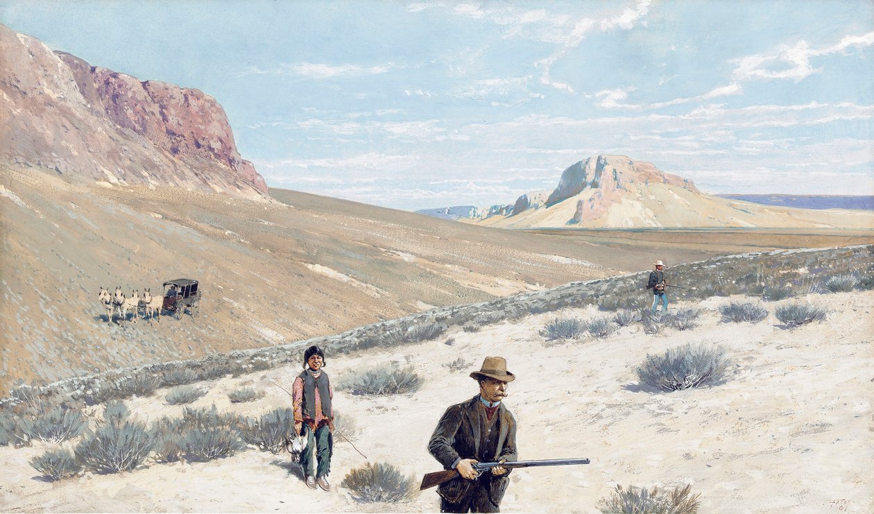 Theodore Roosevelt "Sage Grouse Shooting" af Henry Francois Farny