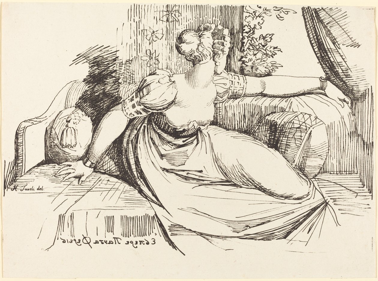 En kvinde sidder ved vinduet af Johann Heinrich Füssli