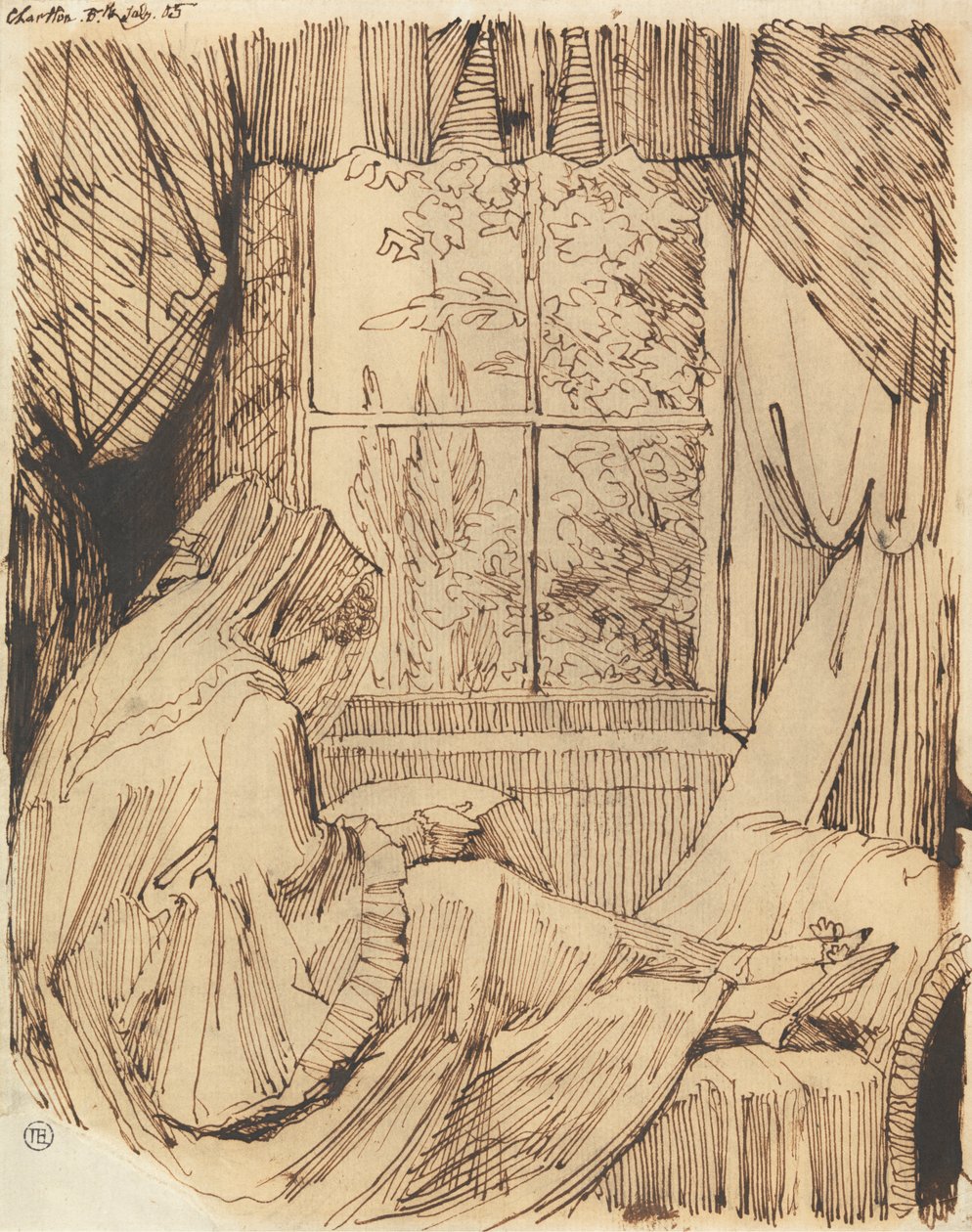 Kvinde læser, siddende foran et vindue af Johann Heinrich Füssli