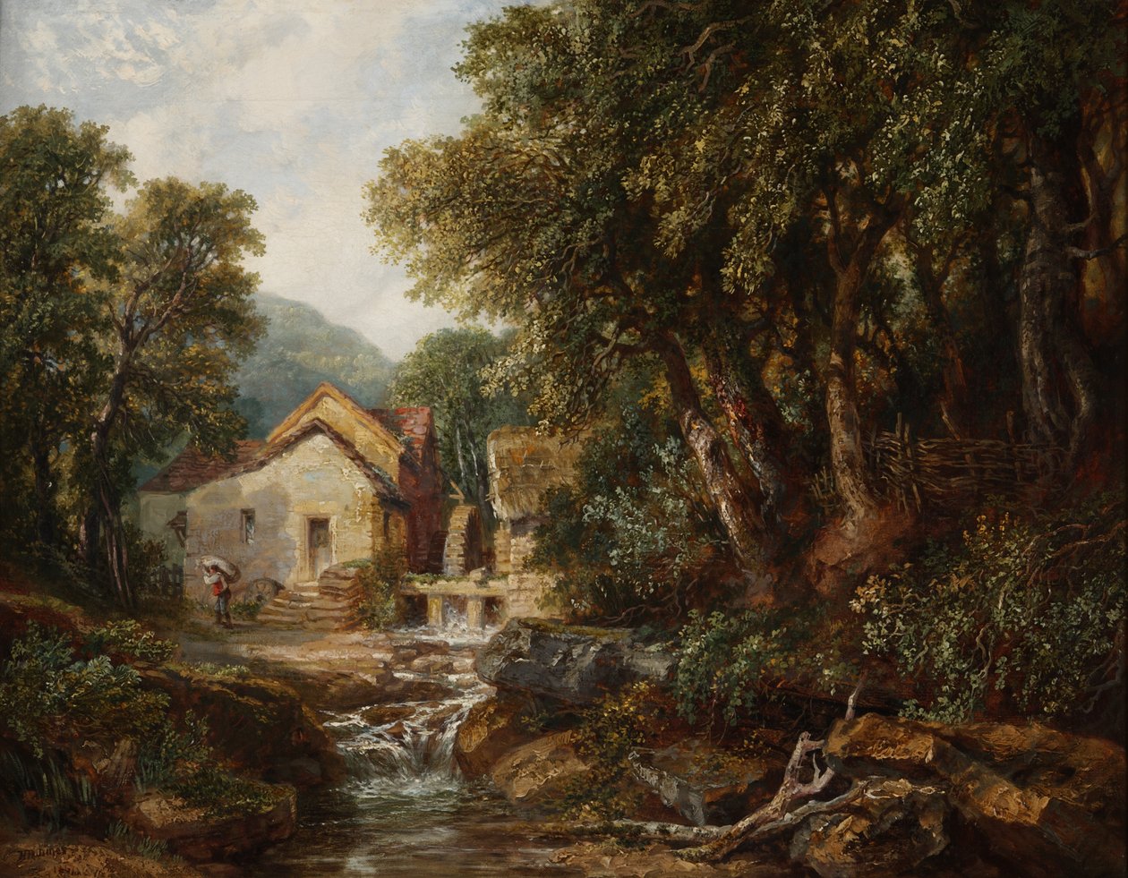 En mølle i Rowsley, Derbyshire, 1867 af Henry Harris Lines