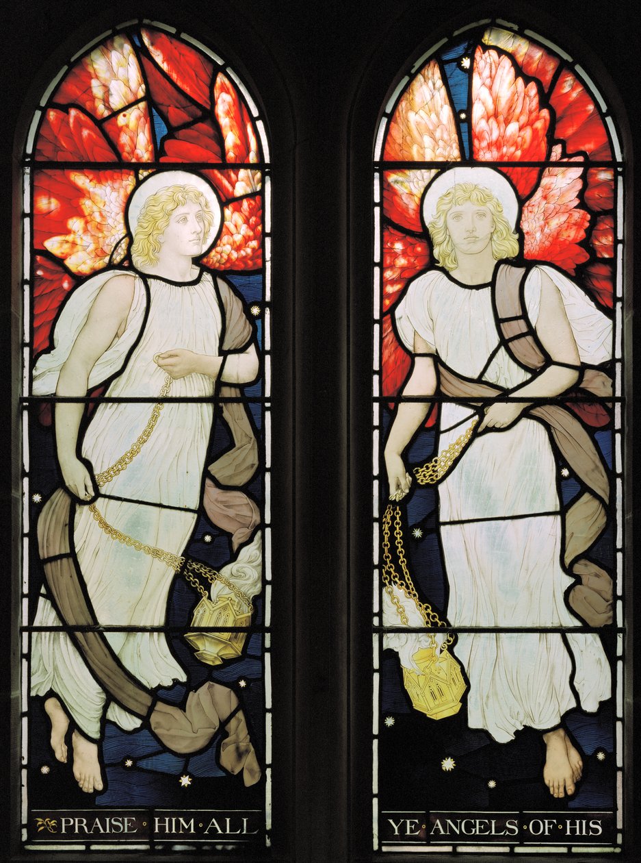Sensing Angels, 1882 (farvet glas) af Henry Holiday