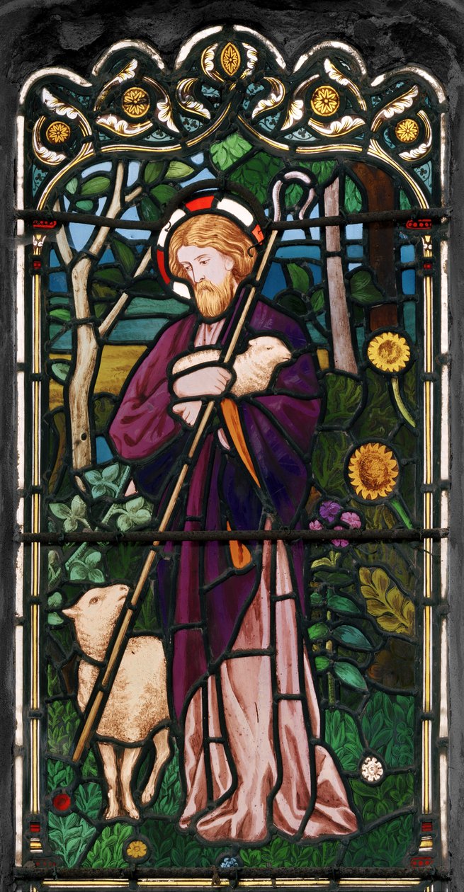 Den gode hyrde, 1866 (farvet glas) af Henry Holiday