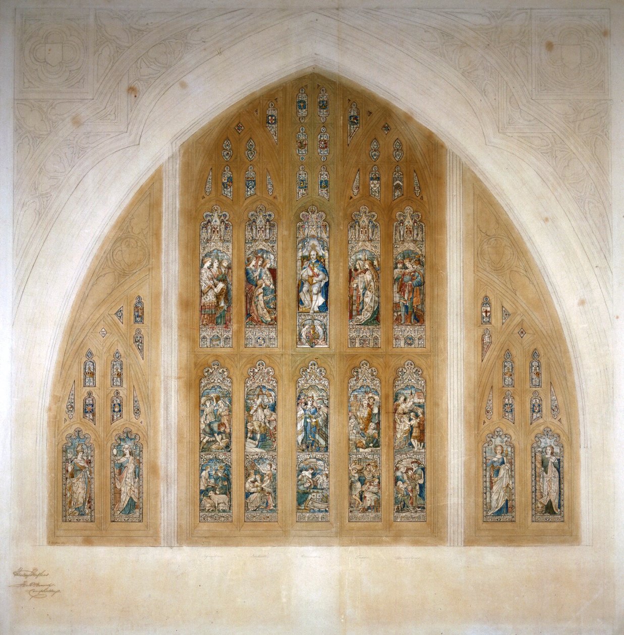 Glasmosaik vinduesdesign, 1869. af Henry Hughes