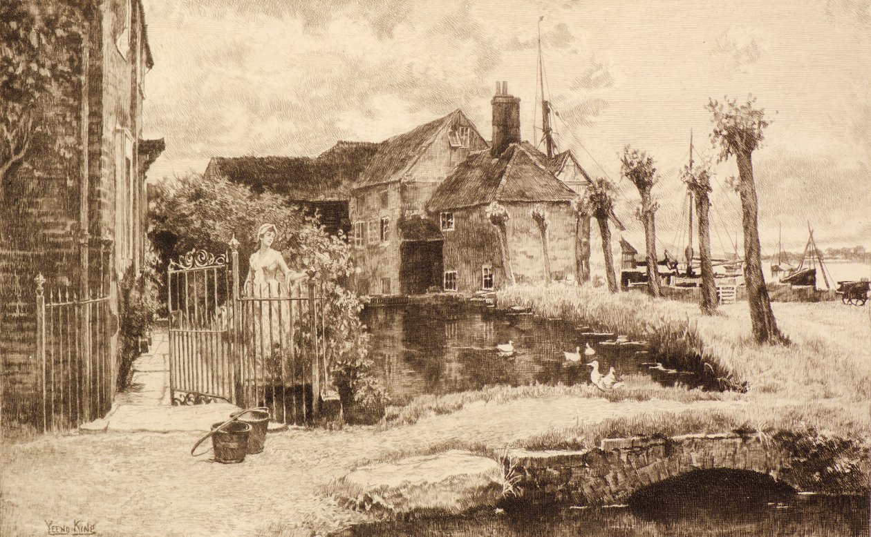 Uden titel [Village Scene] (ætsning) af Henry John Yeend King