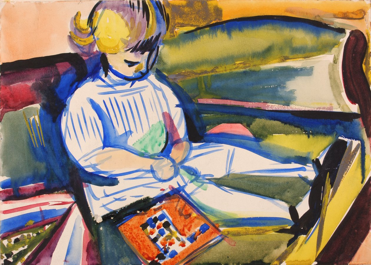 Barn på sofa, ca. 1914-1918. af Henry Lyman Saÿen