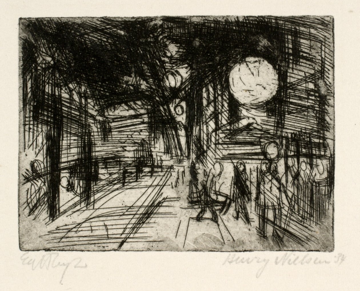 Gadebillede, sommernat af Henry Nielsen