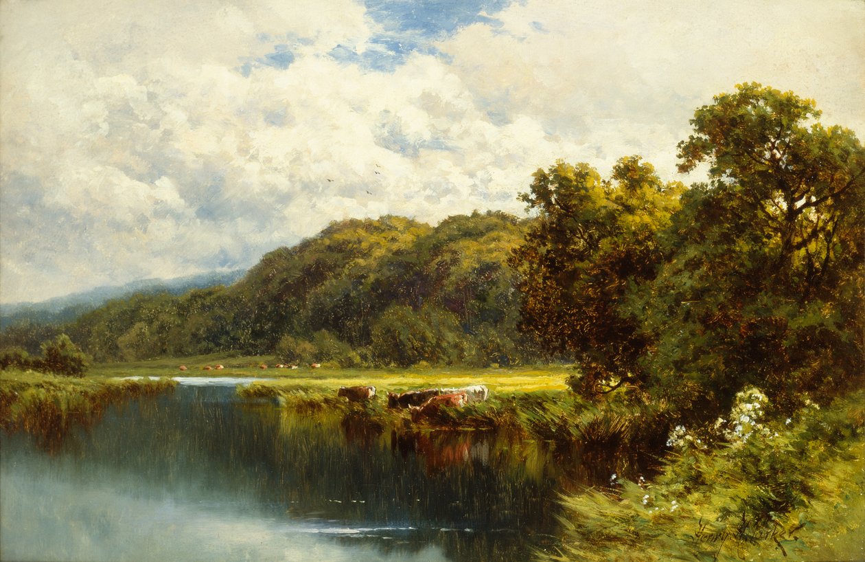 Themsen ved Pangbourne (olie på lærred) af Henry Parker