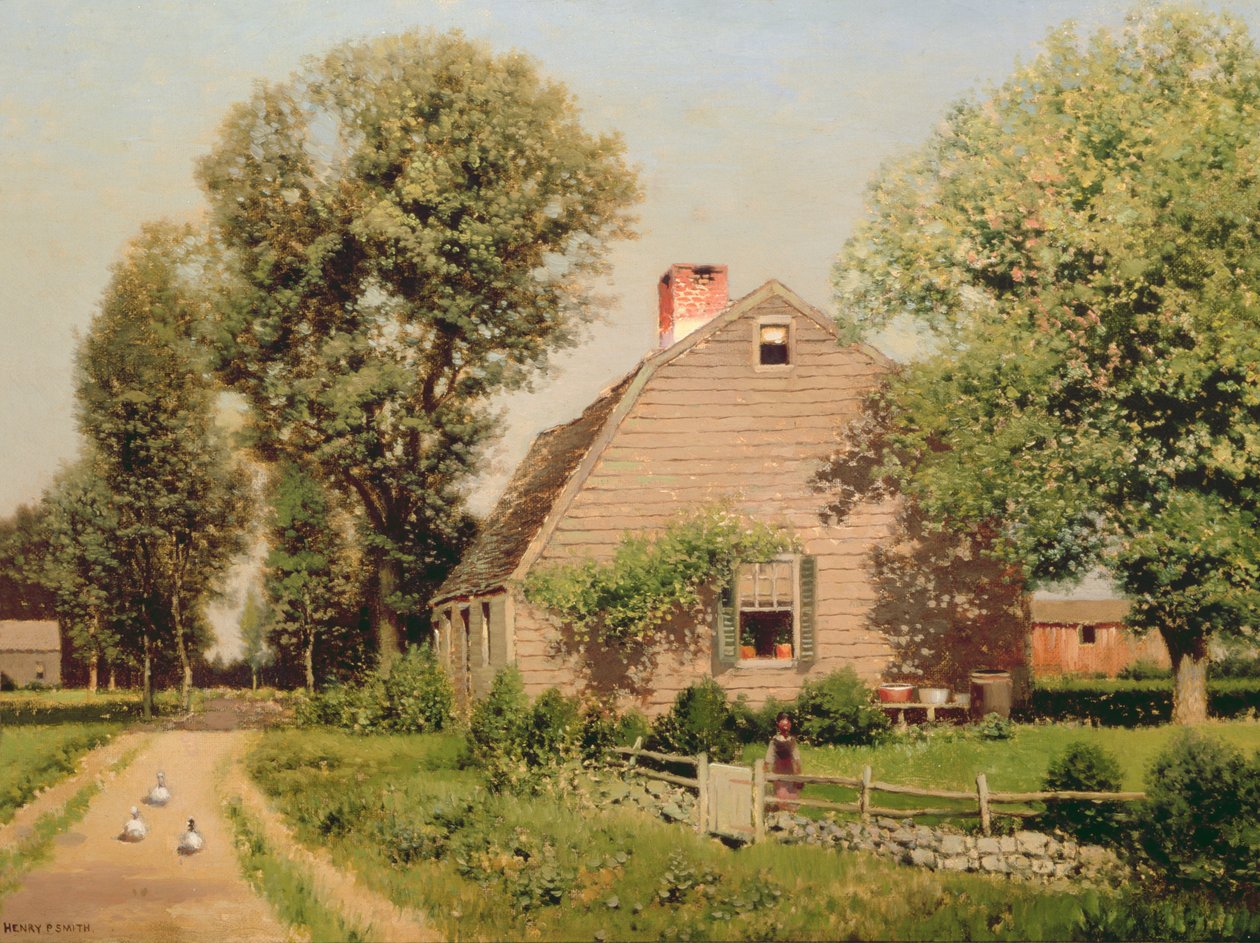 Gammelt husmandssted på vendepladsen, ca. 1889 af Henry Pember Smith