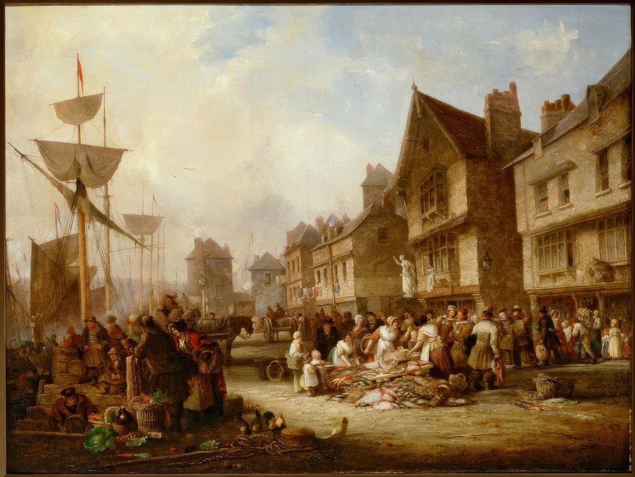 The Old Quayside, Newcastle af Henry Perlee Parker