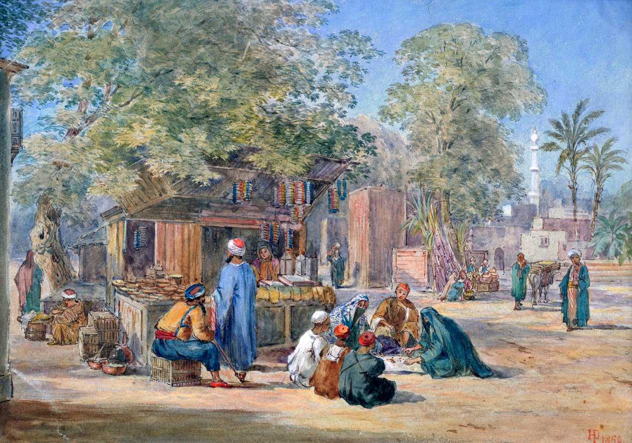 Egyptisk landsby, 1869. af Henry Pilleau