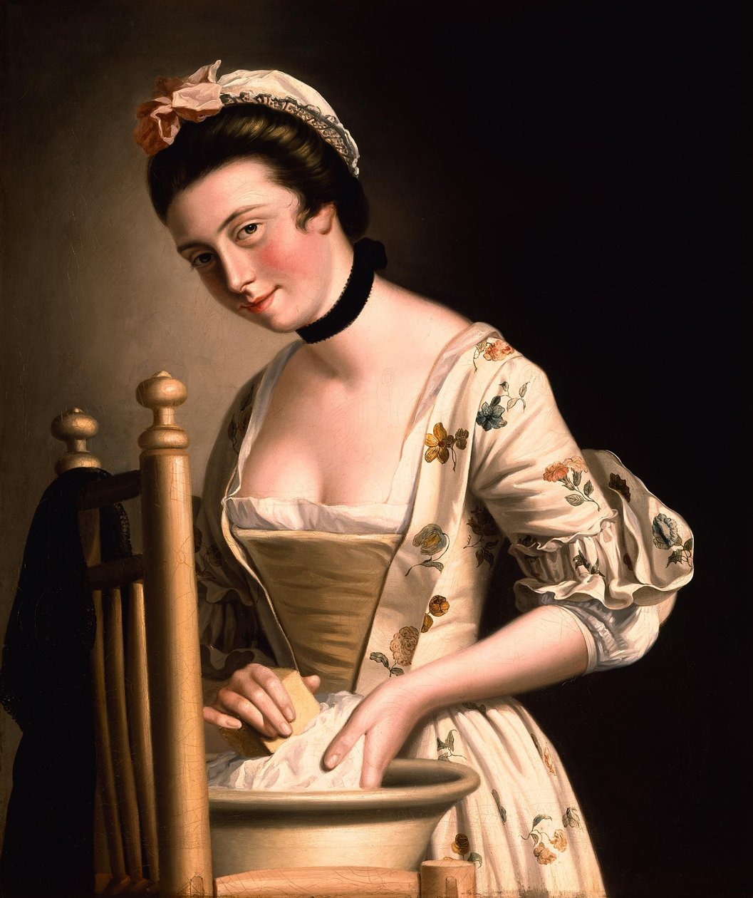 En kvinde, der vasker tøj af Henry Robert Morland