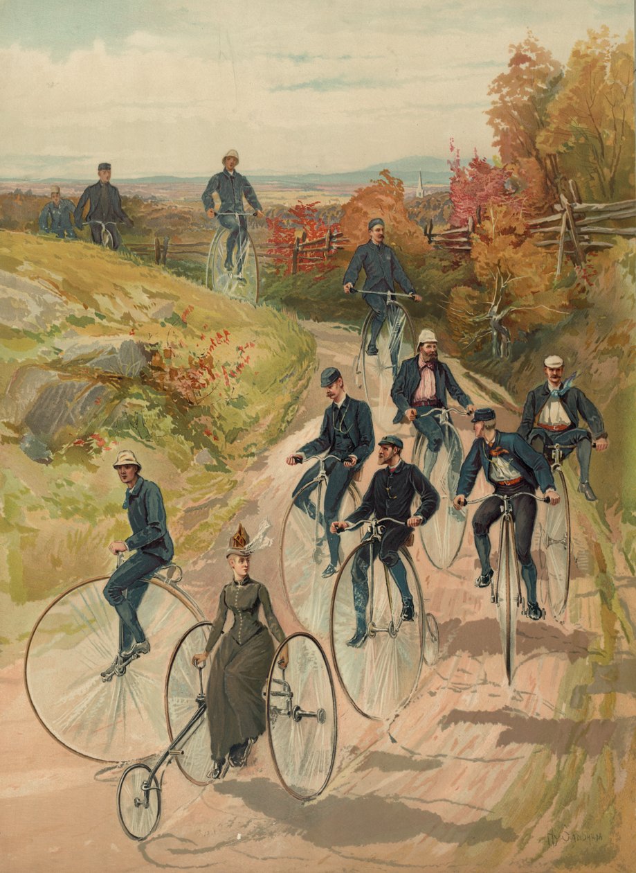 Cykling, ca. 1887 af Henry Sandham