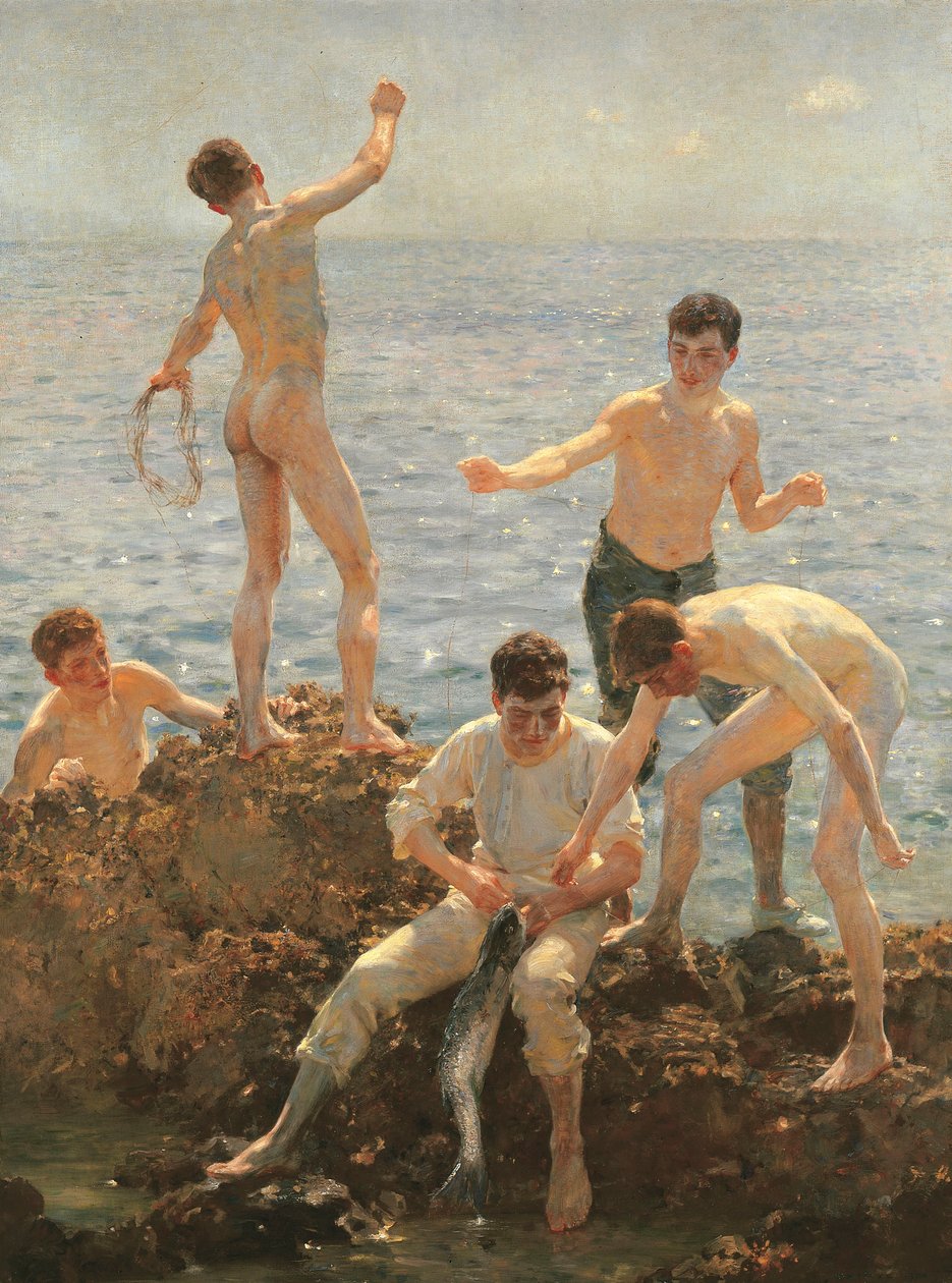 Midsommermorgen, 1908 af Henry Scott Tuke
