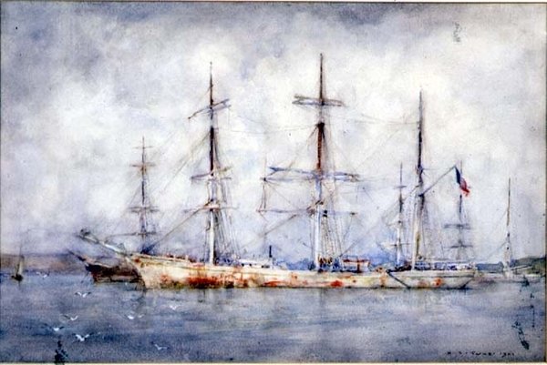Skonnert ved Anker af Henry Scott Tuke