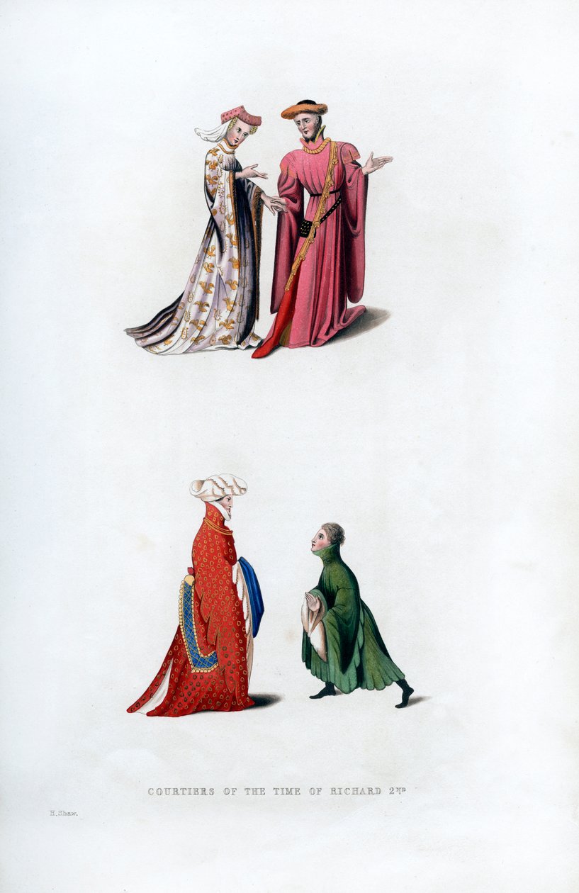 Hofdragt, 1300-tallet, 1843. af Henry Shaw