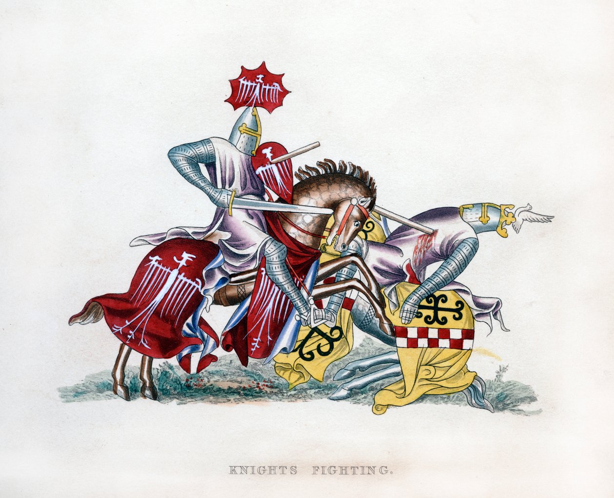 Knights fighting, c1260, 1843. af Henry Shaw