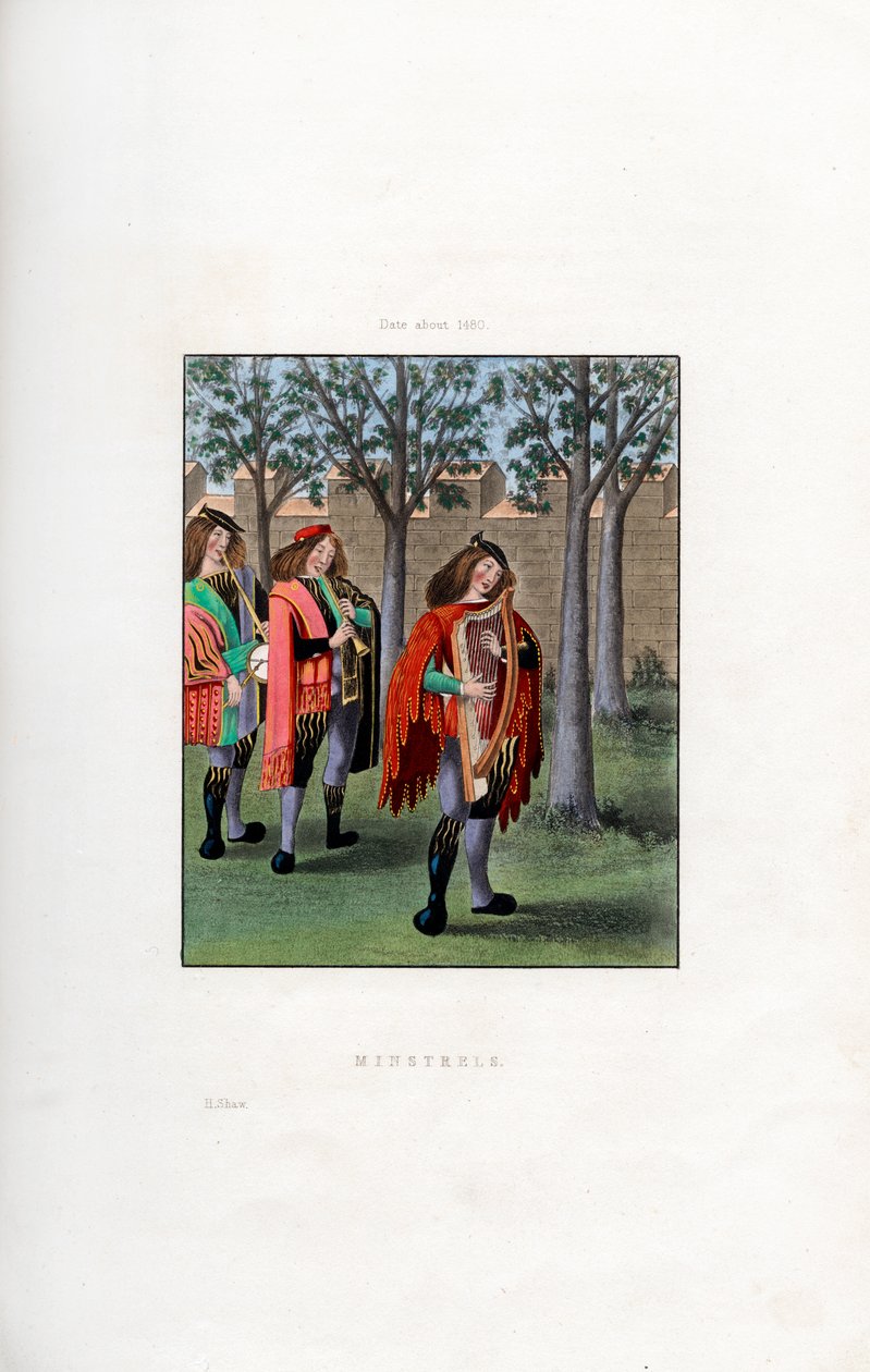 Minstrels, c1480, 1843. af Henry Shaw