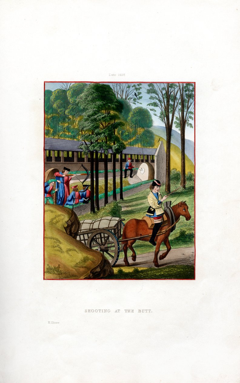 Shooting at the Butt, 1496, 1843. af Henry Shaw