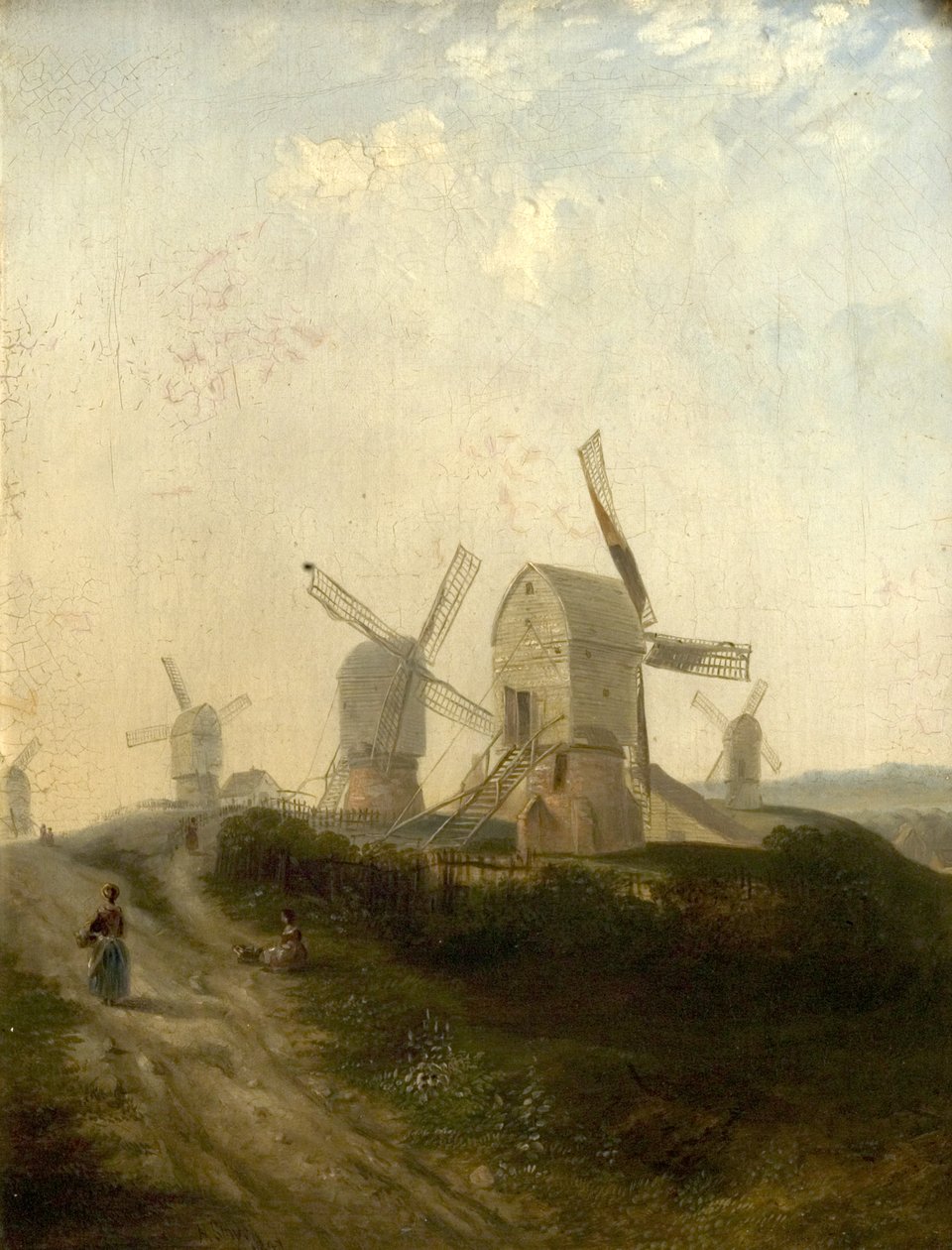 Vindmøller på Nottingham Forest, 1847 af Henry Smyth