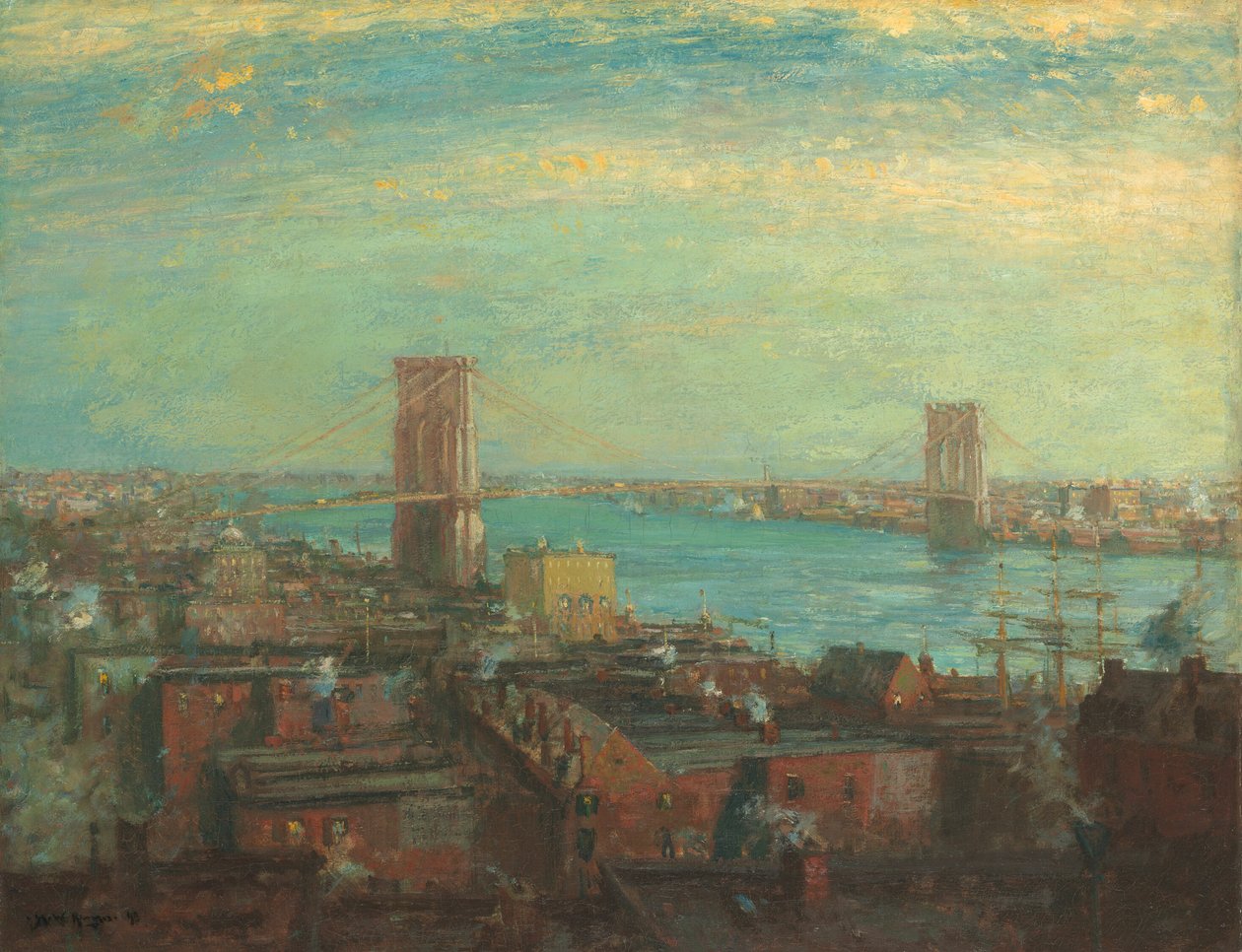 Brooklyn Bridge af Henry Ward Ranger