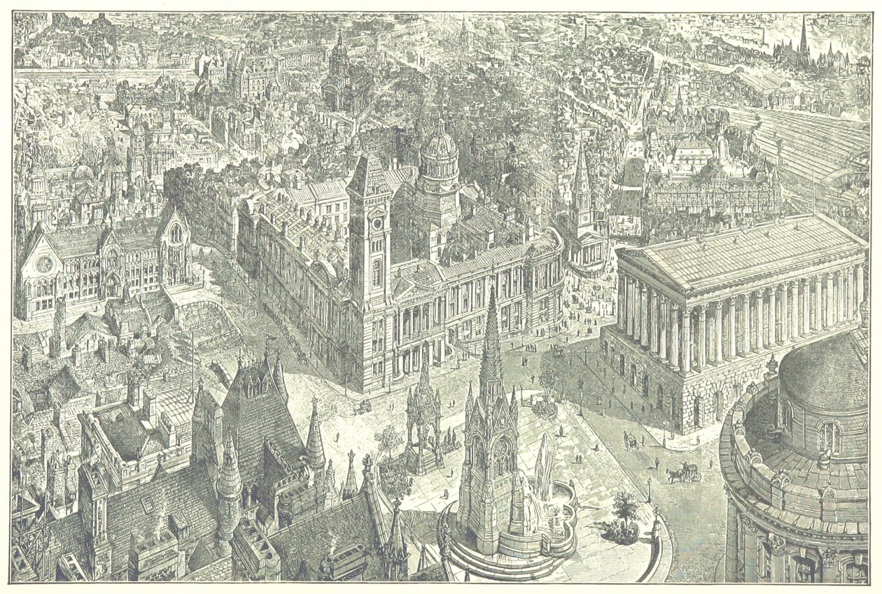 Birds-Eye View af Birmingham i 1886. af Henry William Brewer