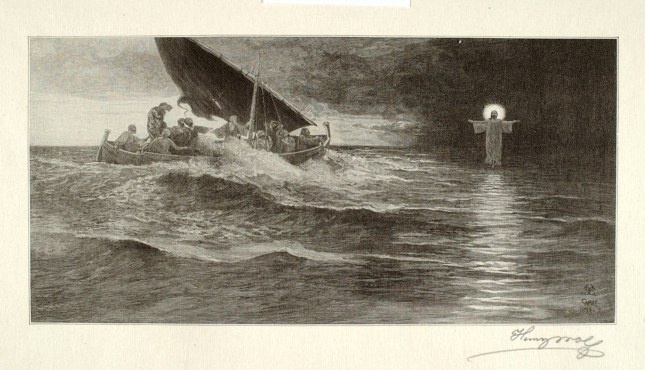Kristus går på havet af Henry Wolf