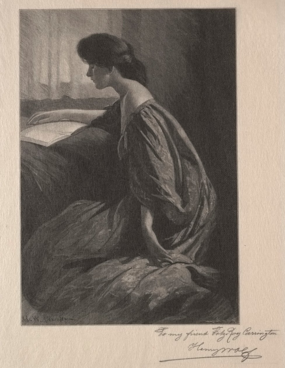 Pige læser ved et vindue. af Henry Wolf
