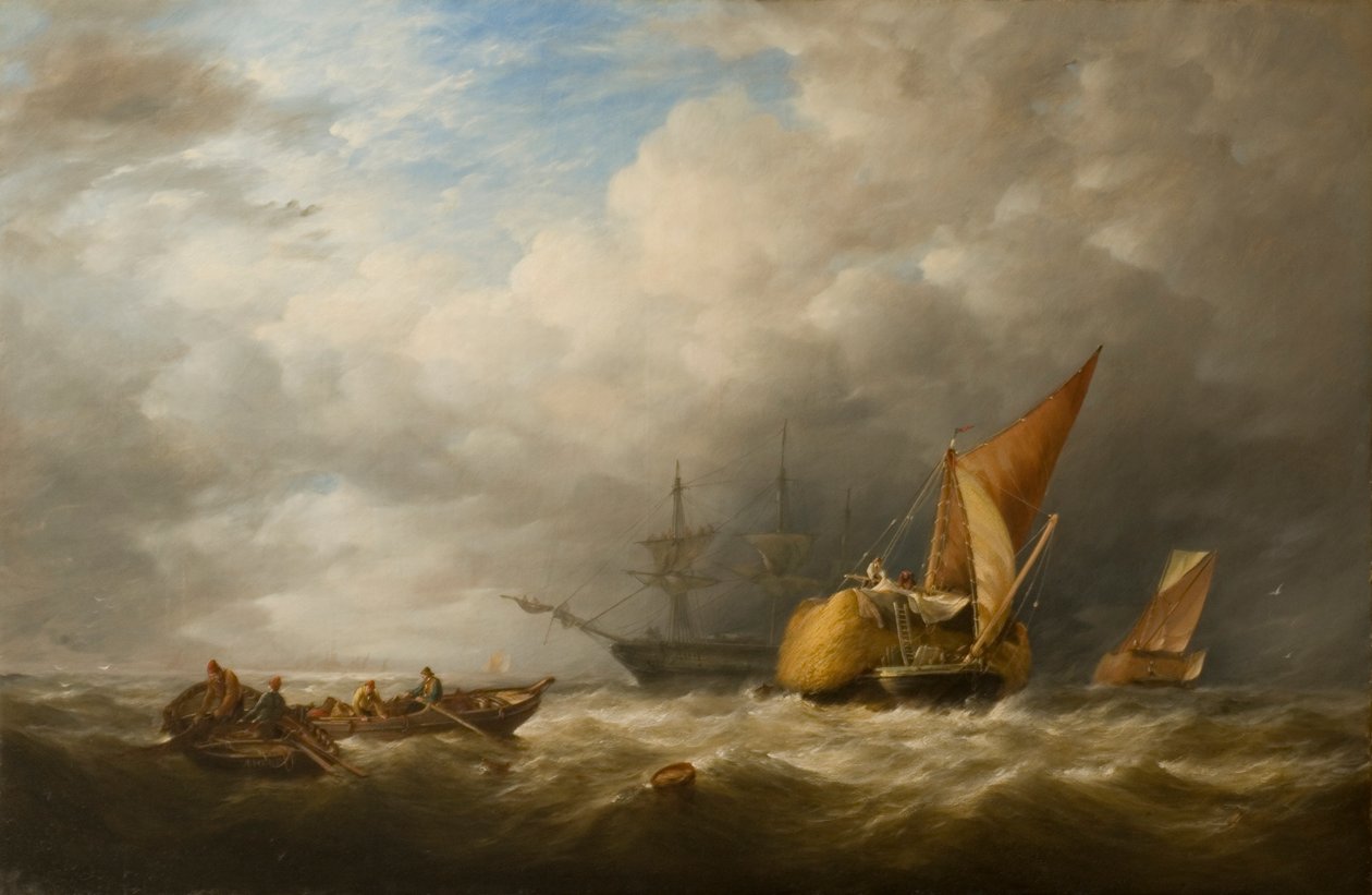 Høpramme i Themsens udmunding af Herbert Alfred Bone