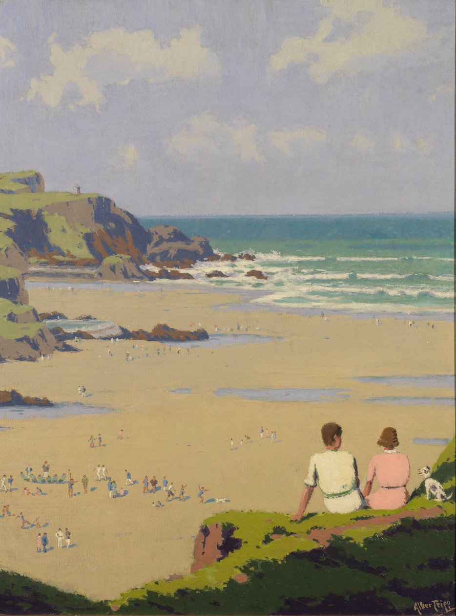 Summerleaze Beach (olie på lærred) af Herbert Alker Tripp
