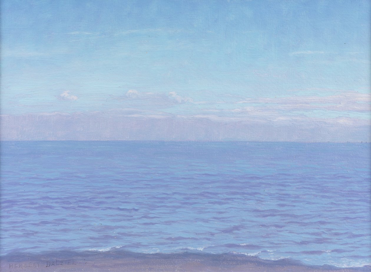 Havet (olie på papir) af Herbert Dalziel