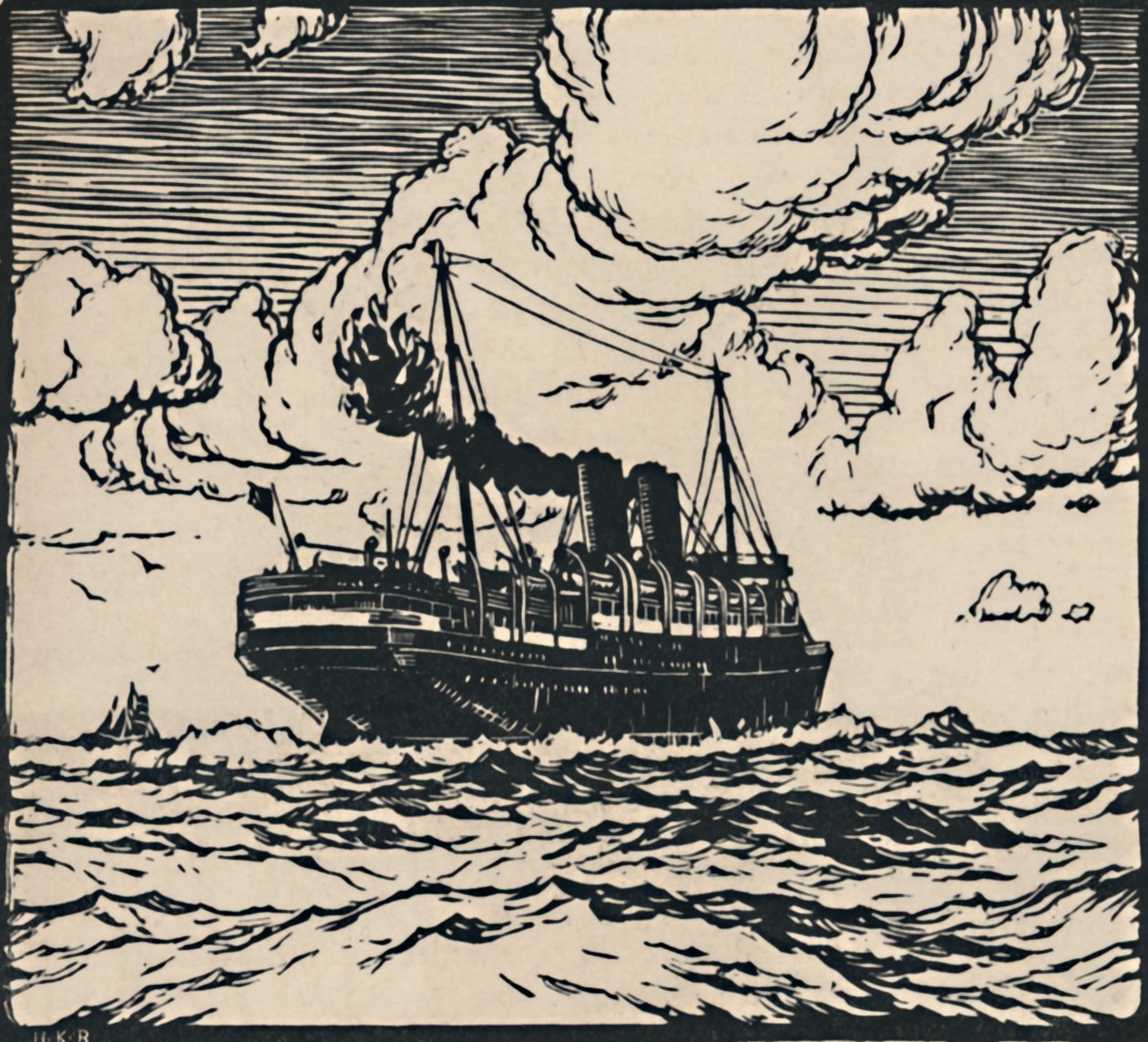 Dampskib til søs, 1919 af Herbert Kerr Rooke