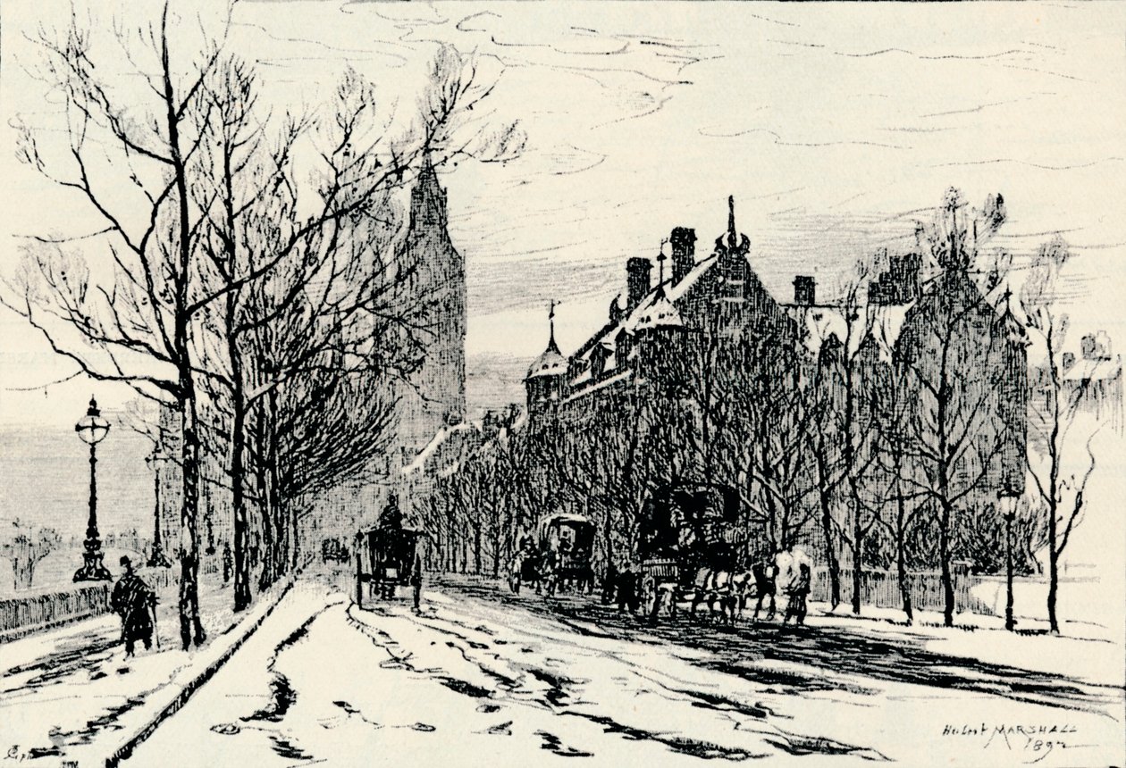 The Embankment, Westminster, c1892, 1894 af Herbert Menzies Marshall