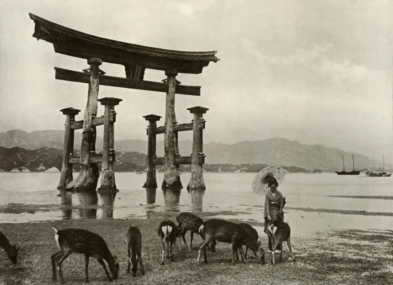 Den gamle Torii ved Miyajima, 1910. af Herbert Ponting