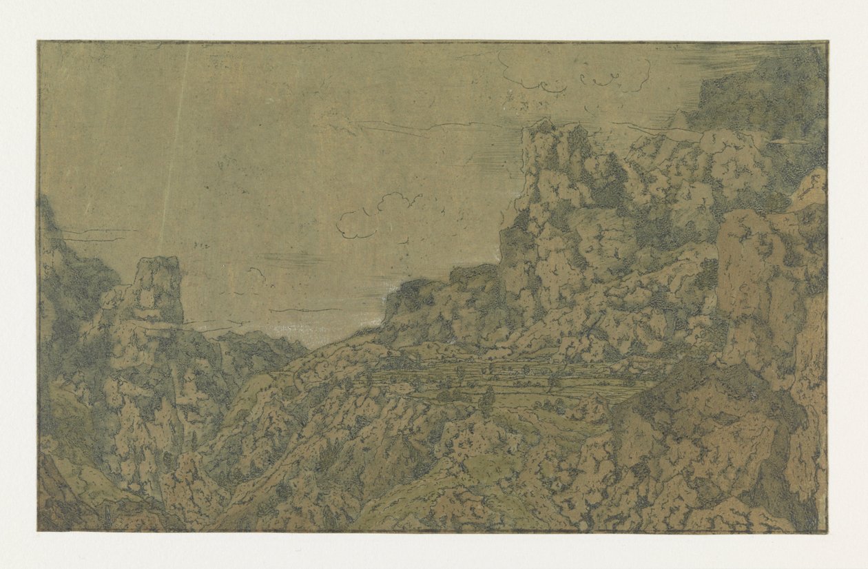Bjerglandskab med et plateau, ca. 1625-30 af Hercules Segers