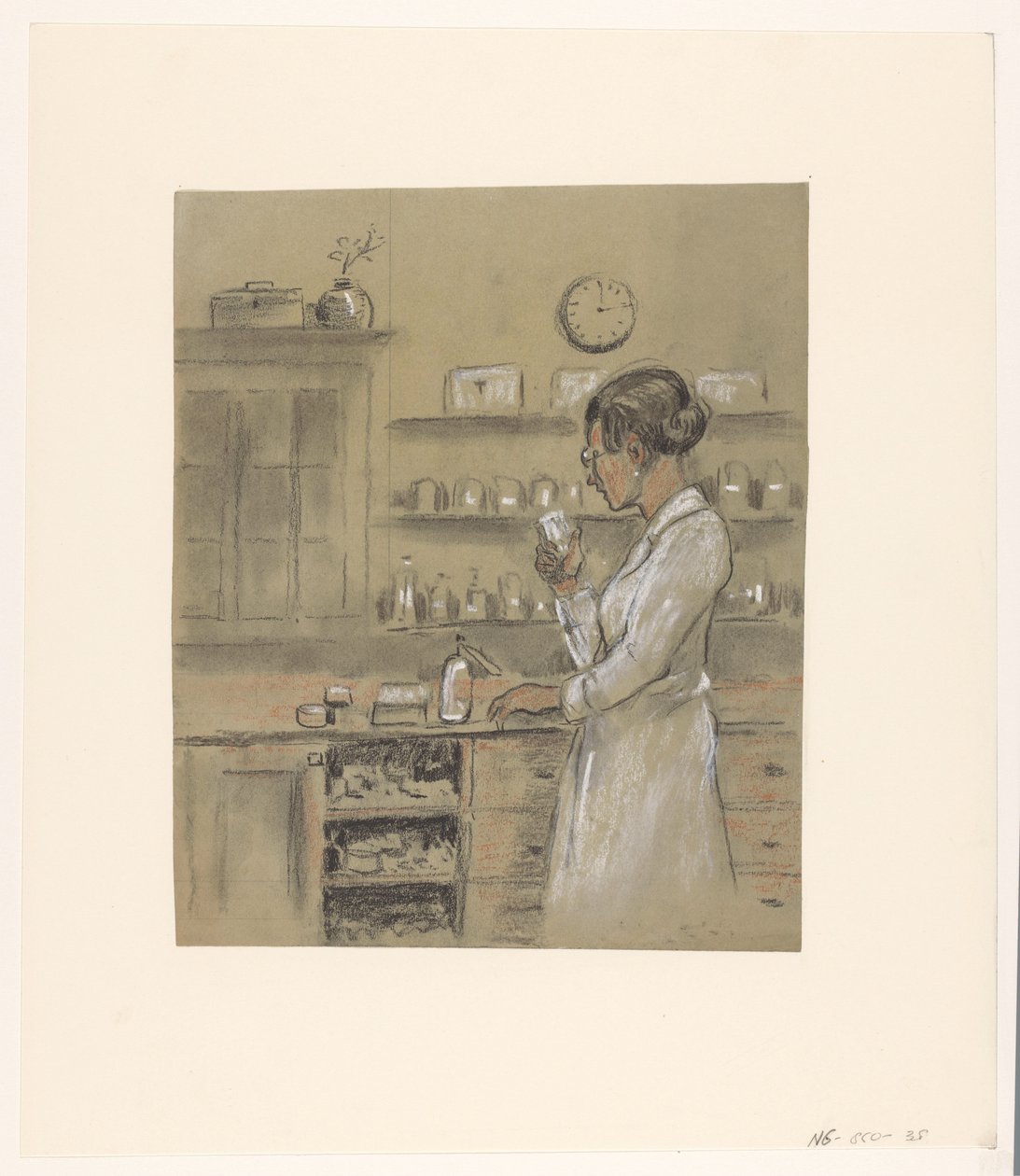 Kvinde i laboratoriet af Herman Heijenbrock (possibly)