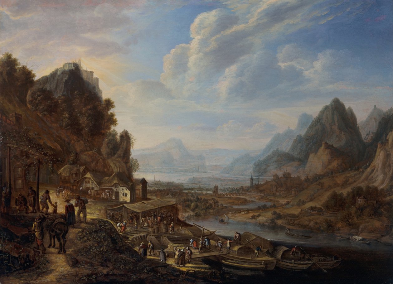 Et rhensk flodlandskab af Herman the Younger Saftleven