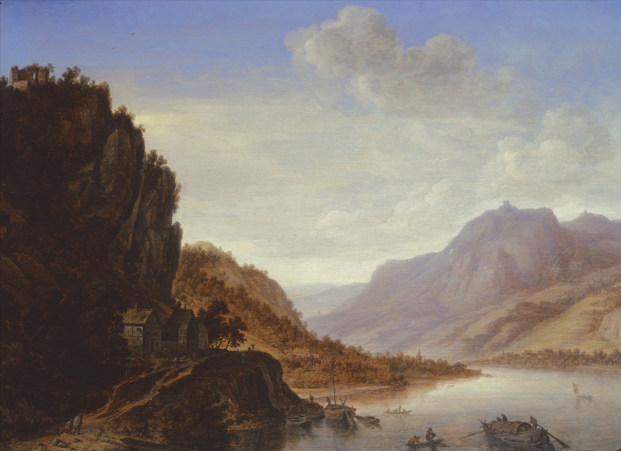 Bjergrigt flodlandskab af Herman the Younger Saftleven